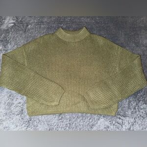 Divided Cropped Turtleneck Sweater